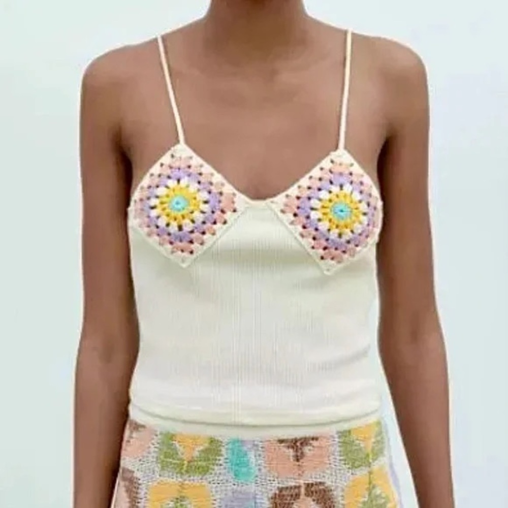 NWOT - Zara Square Crochet/rib Top Size XS/S